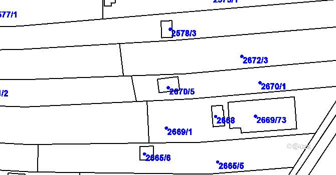 Parcela st. 2670/5 v KÚ Jundrov, Katastrální mapa