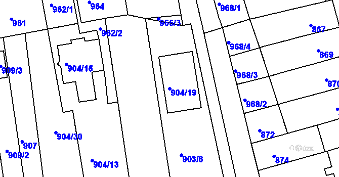 Parcela st. 904/19 v KÚ Jundrov, Katastrální mapa