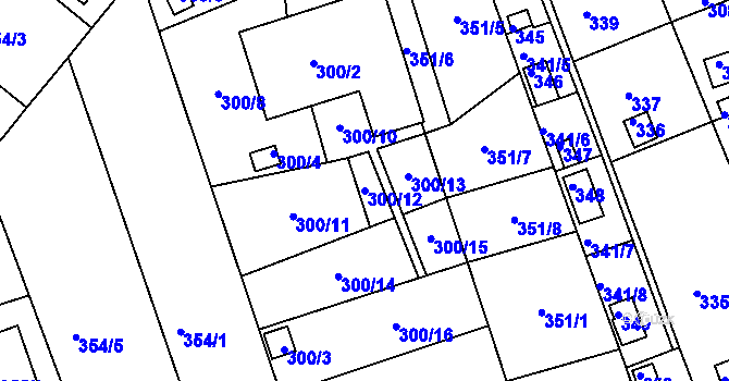 Parcela st. 300/12 v KÚ Jundrov, Katastrální mapa