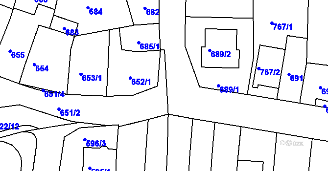 Parcela st. 651/5 v KÚ Jundrov, Katastrální mapa