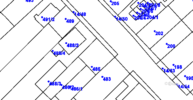 Parcela st. 486/3 v KÚ Jundrov, Katastrální mapa