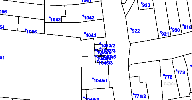 Parcela st. 1053/6 v KÚ Jundrov, Katastrální mapa