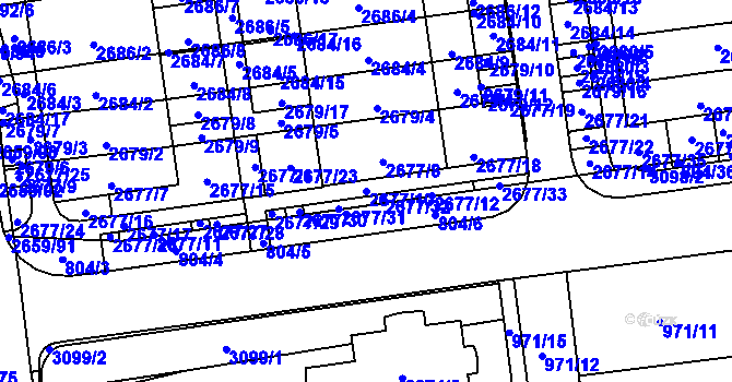 Parcela st. 2677/10 v KÚ Jundrov, Katastrální mapa