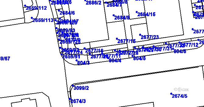 Parcela st. 2677/11 v KÚ Jundrov, Katastrální mapa