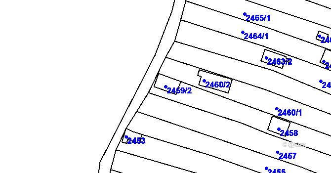 Parcela st. 2459/2 v KÚ Jundrov, Katastrální mapa