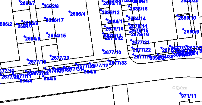 Parcela st. 2677/18 v KÚ Jundrov, Katastrální mapa