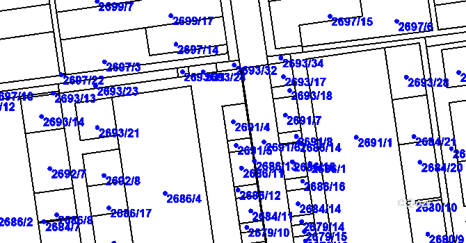 Parcela st. 2691/4 v KÚ Jundrov, Katastrální mapa