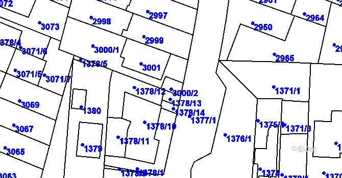 Parcela st. 3000/2 v KÚ Jundrov, Katastrální mapa