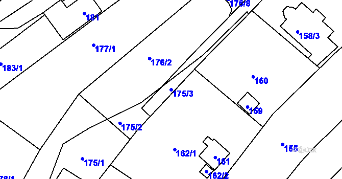 Parcela st. 175/3 v KÚ Jundrov, Katastrální mapa