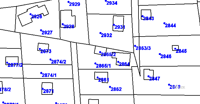 Parcela st. 2865/2 v KÚ Jundrov, Katastrální mapa