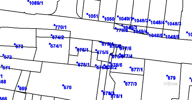Parcela st. 675/5 v KÚ Jundrov, Katastrální mapa