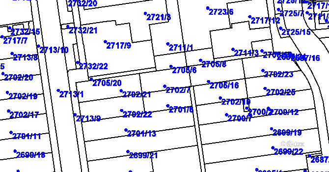 Parcela st. 2702/7 v KÚ Jundrov, Katastrální mapa