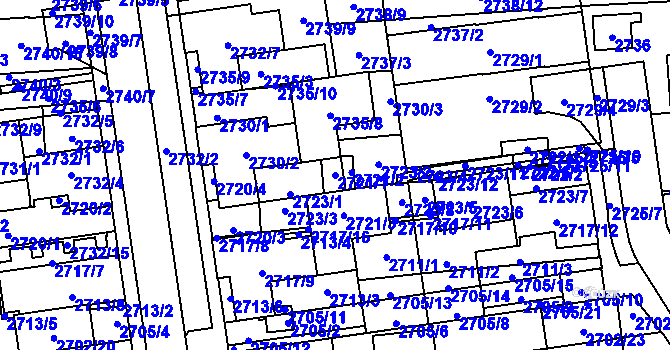 Parcela st. 2721/1 v KÚ Jundrov, Katastrální mapa