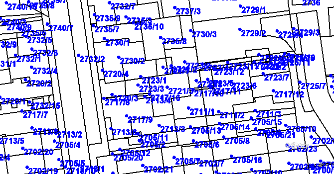 Parcela st. 2721/3 v KÚ Jundrov, Katastrální mapa