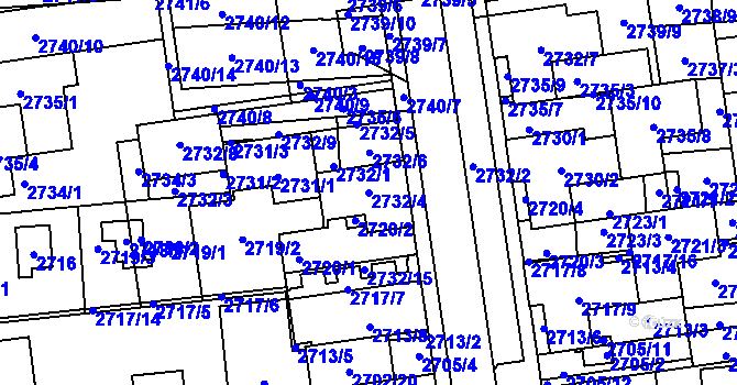 Parcela st. 2732/4 v KÚ Jundrov, Katastrální mapa