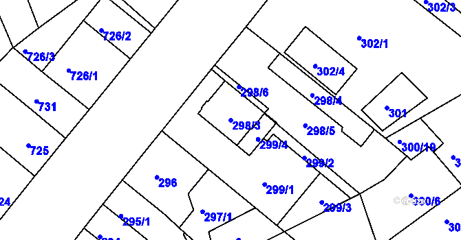 Parcela st. 298/3 v KÚ Jundrov, Katastrální mapa