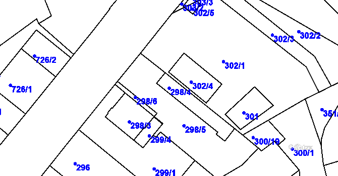 Parcela st. 298/4 v KÚ Jundrov, Katastrální mapa