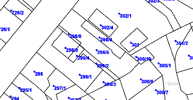 Parcela st. 298/5 v KÚ Jundrov, Katastrální mapa