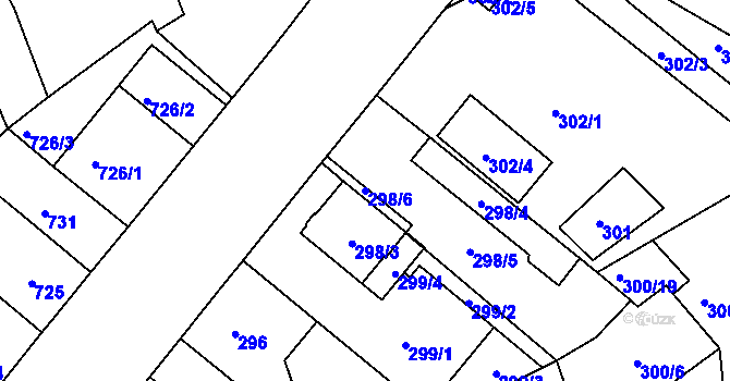 Parcela st. 298/6 v KÚ Jundrov, Katastrální mapa