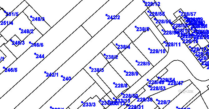 Parcela st. 238/2 v KÚ Jundrov, Katastrální mapa