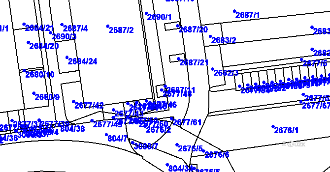 Parcela st. 2687/11 v KÚ Jundrov, Katastrální mapa