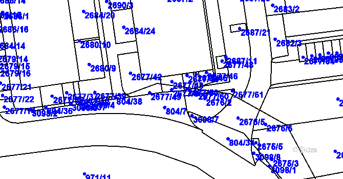 Parcela st. 2677/65 v KÚ Jundrov, Katastrální mapa