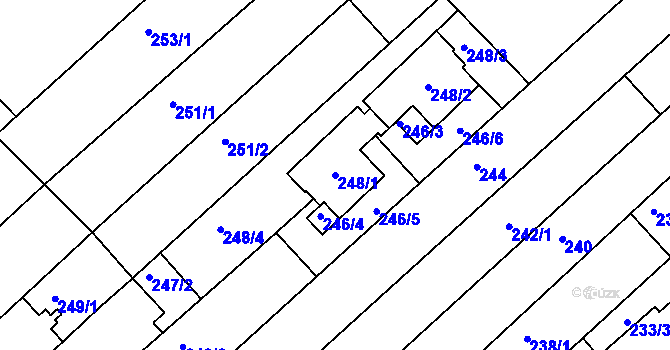 Parcela st. 248/1 v KÚ Jundrov, Katastrální mapa