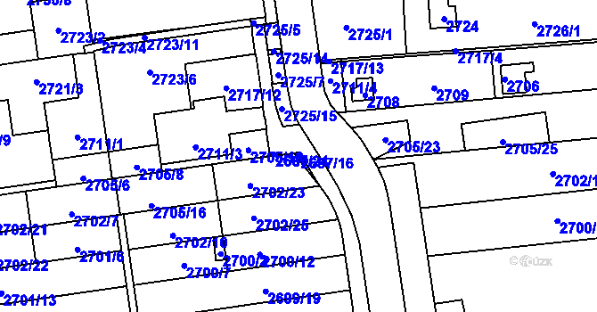 Parcela st. 2687/16 v KÚ Jundrov, Katastrální mapa