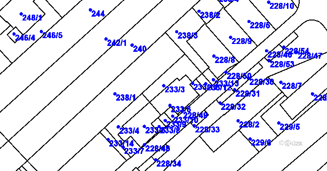 Parcela st. 233/3 v KÚ Jundrov, Katastrální mapa