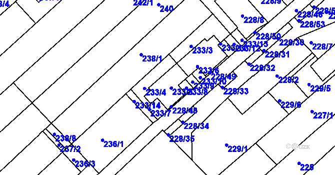 Parcela st. 233/5 v KÚ Jundrov, Katastrální mapa