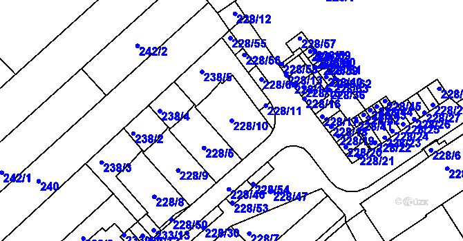 Parcela st. 228/10 v KÚ Jundrov, Katastrální mapa