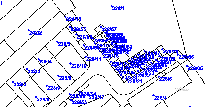 Parcela st. 228/16 v KÚ Jundrov, Katastrální mapa