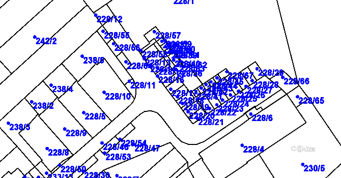 Parcela st. 228/17 v KÚ Jundrov, Katastrální mapa