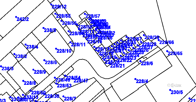 Parcela st. 228/18 v KÚ Jundrov, Katastrální mapa