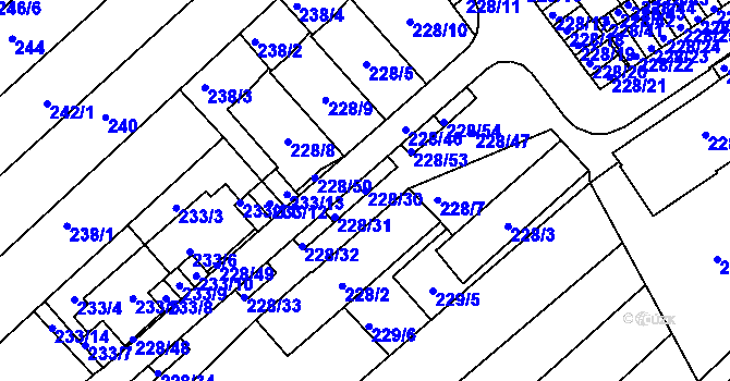 Parcela st. 228/30 v KÚ Jundrov, Katastrální mapa