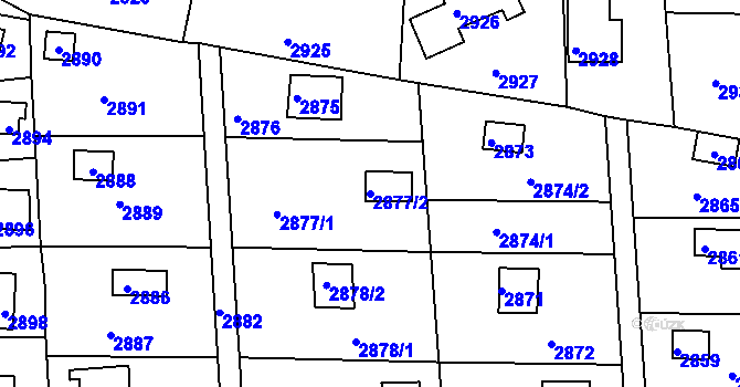 Parcela st. 2877/2 v KÚ Jundrov, Katastrální mapa