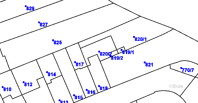 Parcela st. 820/2 v KÚ Jundrov, Katastrální mapa