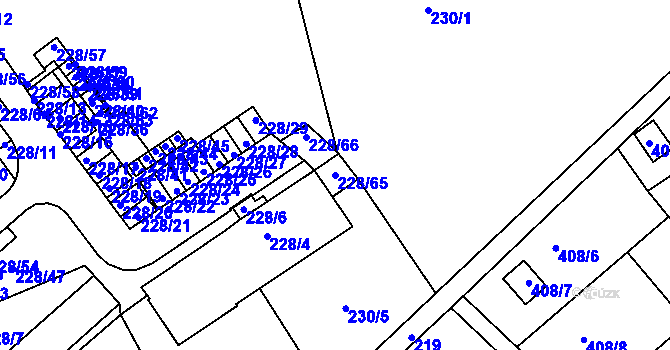 Parcela st. 228/65 v KÚ Jundrov, Katastrální mapa