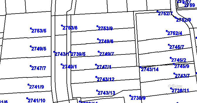 Parcela st. 2749/7 v KÚ Jundrov, Katastrální mapa