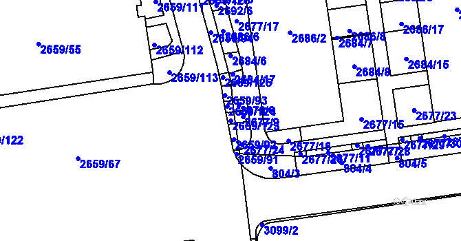Parcela st. 2659/123 v KÚ Jundrov, Katastrální mapa