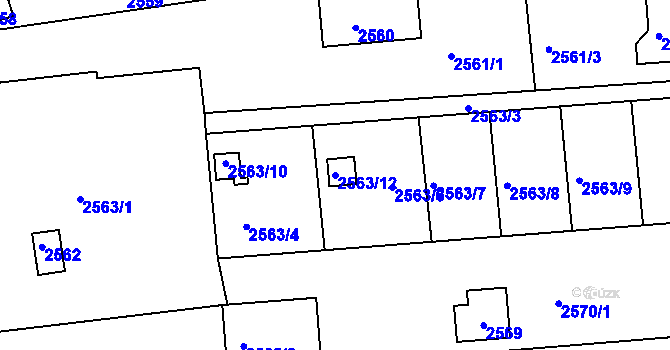 Parcela st. 2563/12 v KÚ Jundrov, Katastrální mapa