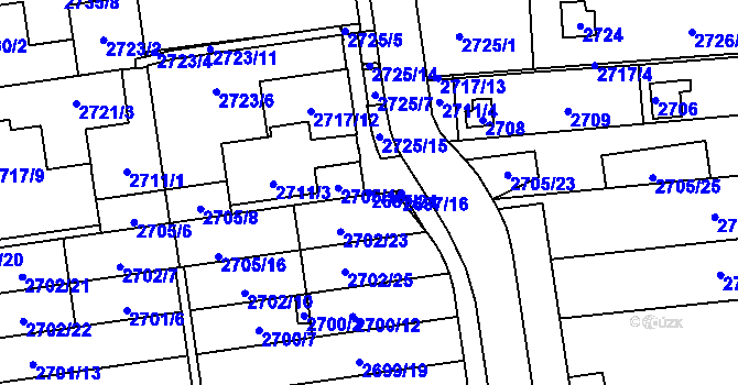 Parcela st. 2687/24 v KÚ Jundrov, Katastrální mapa