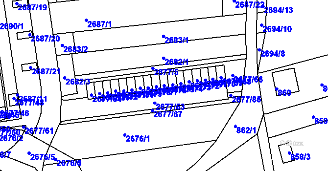 Parcela st. 2677/75 v KÚ Jundrov, Katastrální mapa