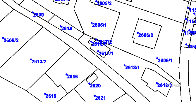 Parcela st. 2617/1 v KÚ Jundrov, Katastrální mapa