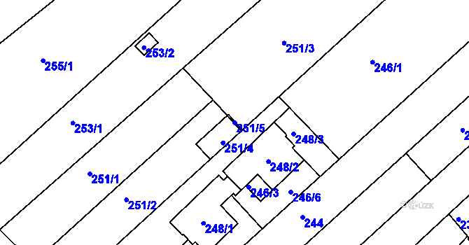 Parcela st. 251/5 v KÚ Jundrov, Katastrální mapa