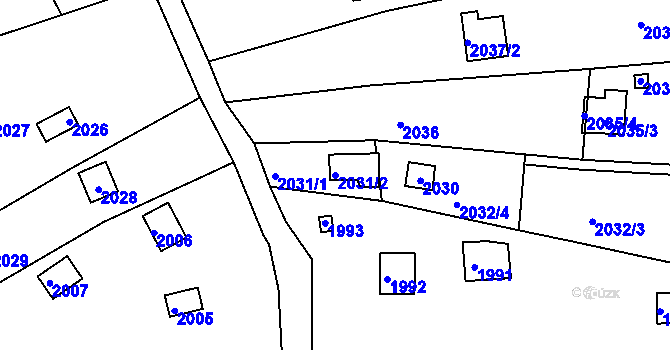 Parcela st. 2031/2 v KÚ Jundrov, Katastrální mapa