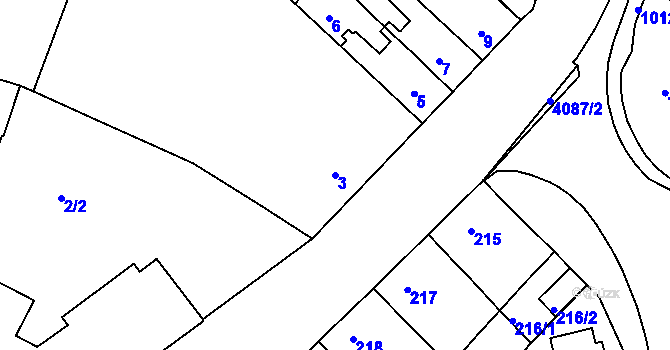 Parcela st. 3 v KÚ Komín, Katastrální mapa