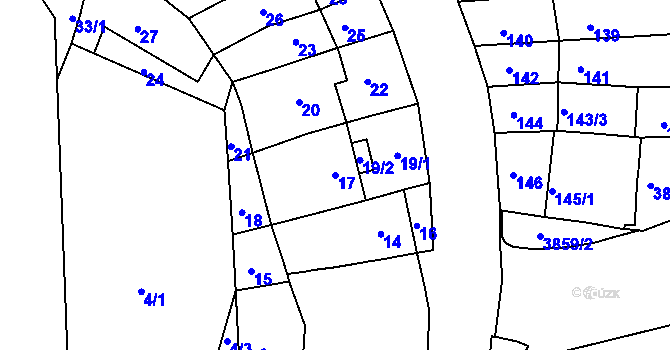 Parcela st. 17 v KÚ Komín, Katastrální mapa