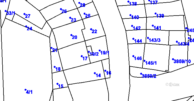 Parcela st. 19 v KÚ Komín, Katastrální mapa
