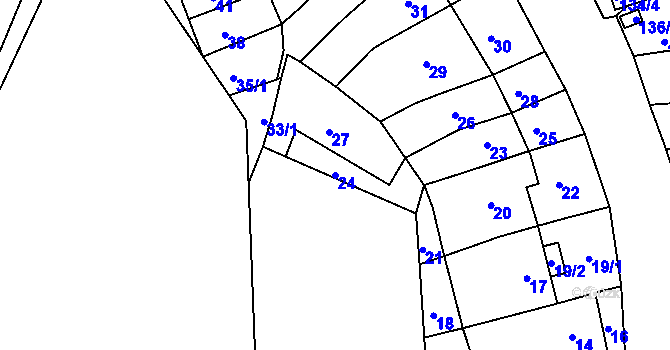 Parcela st. 24 v KÚ Komín, Katastrální mapa